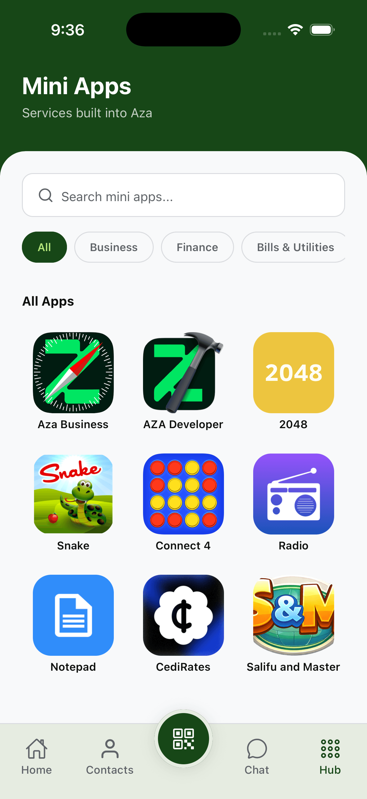Aza app screen 2
